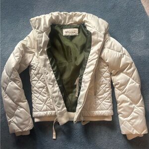 White Quilted Jacket with Green Lining​